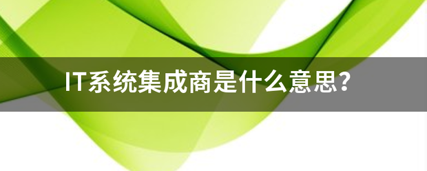 IT系统集成商是什么意思?